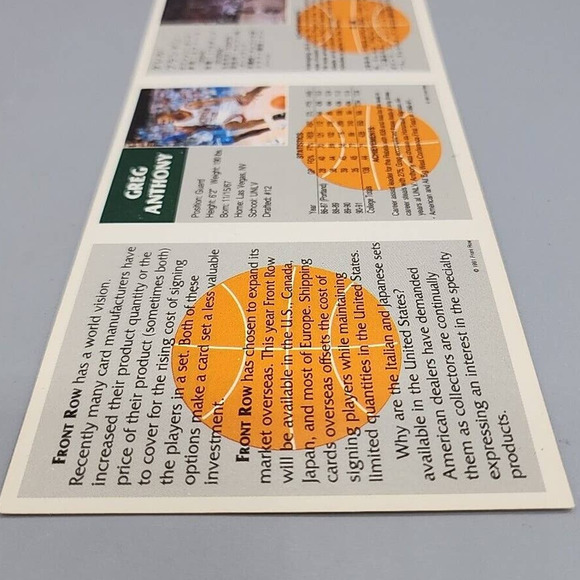 1991 Front Row Uncut Promo Strip Draft Pics Johnson Anthony Brandon Teheran - Picture 6 of 15